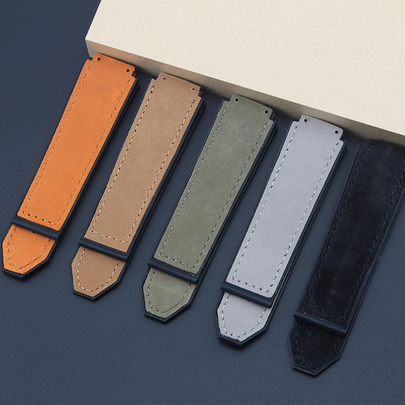 High Quality 25*19mm Black Grey Brown Orange Green Genuine Leather Cover Rubber Base Watchband For Hublot With Logo Strap
High Quality 25*19mm Black Grey Brown Orange Green Genuine Leather Cover Rubber Base Watchband For Hublot With Logo Strap