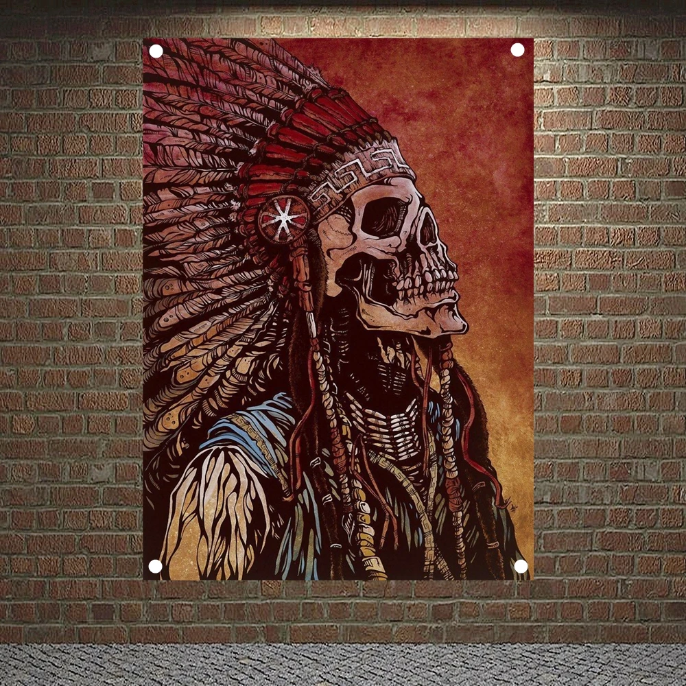 Indian Skull Banners Canvas Painting Tattoo Art Posters Flags Flip Chart Tapestry Mural Hanging Cloth Bar Cafe Home Decoration 
Indian Skull Banners Canvas Painting Tattoo Art Posters Flags Flip Chart Tapestry Mural Hanging Cloth Bar Cafe Home Decoration