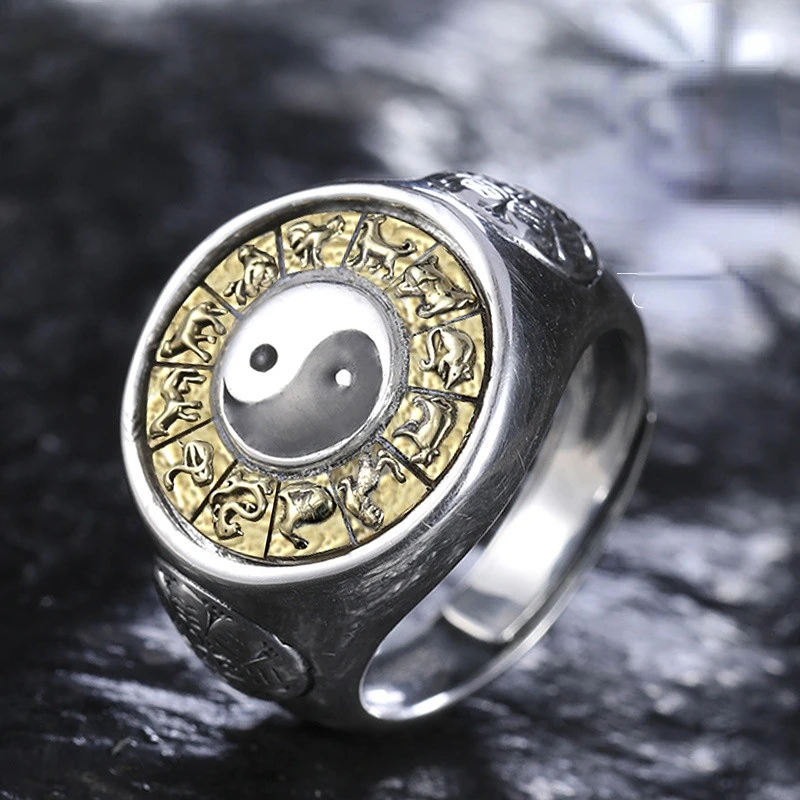 Vintage Silver Color Eight Diagrams Ring Rotating Ring Men's Fashion Personality Open Ring Banquet Jewelry Accessories Gift
Vintage Silver Color Eight Diagrams Ring Rotating Ring Men's Fashion Personality Open Ring Banquet Jewelry Accessories Gift