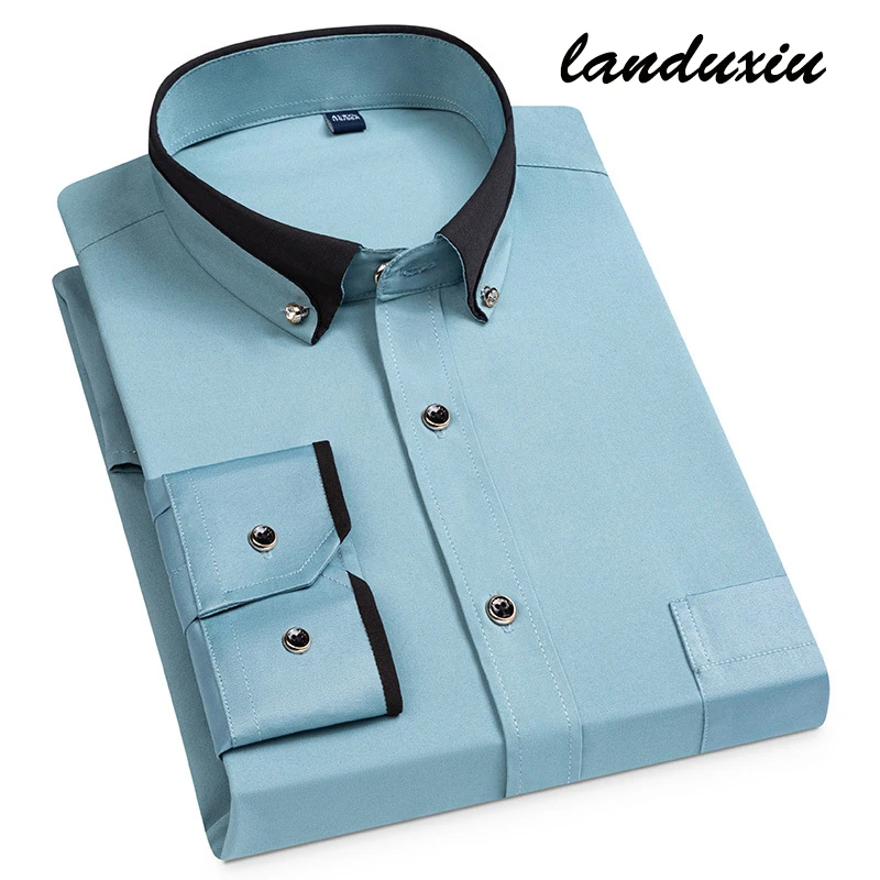 Landuxiu 2022 Spring New Elastic Anti-Wrinkle Long-Sleeved Drill Button Collision Collar Men's Business Casual Shirt
Landuxiu 2022 Spring New Elastic Anti-Wrinkle Long-Sleeved Drill Button Collision Collar Men's Business Casual Shirt