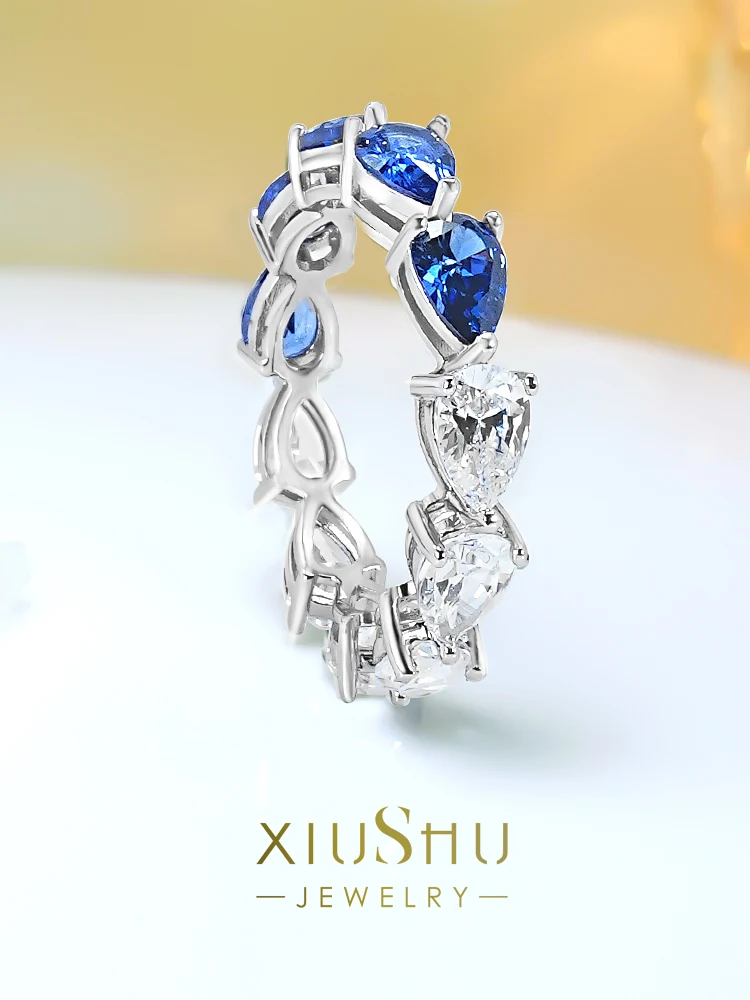 New 925 Sterling Silver Personalized Water Drops Tanzanian Blue Row Diamond Ring High Carbon Diamond Versatile Fashion niche
New 925 Sterling Silver Personalized Water Drops Tanzanian Blue Row Diamond Ring High Carbon Diamond Versatile Fashion niche