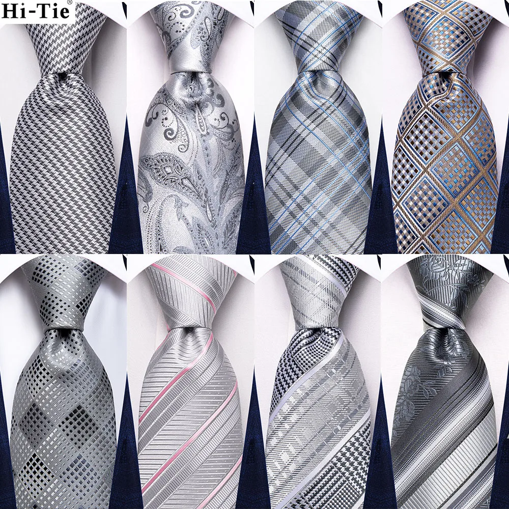 Silver Grey Plaid Mens Silk Ties Wedding Accessories Handkerchief Cufflinks Gifts For Men Dropshipping Cravate Hi-Tie Designer
Silver Grey Plaid Mens Silk Ties Wedding Accessories Handkerchief Cufflinks Gifts For Men Dropshipping Cravate Hi-Tie Designer