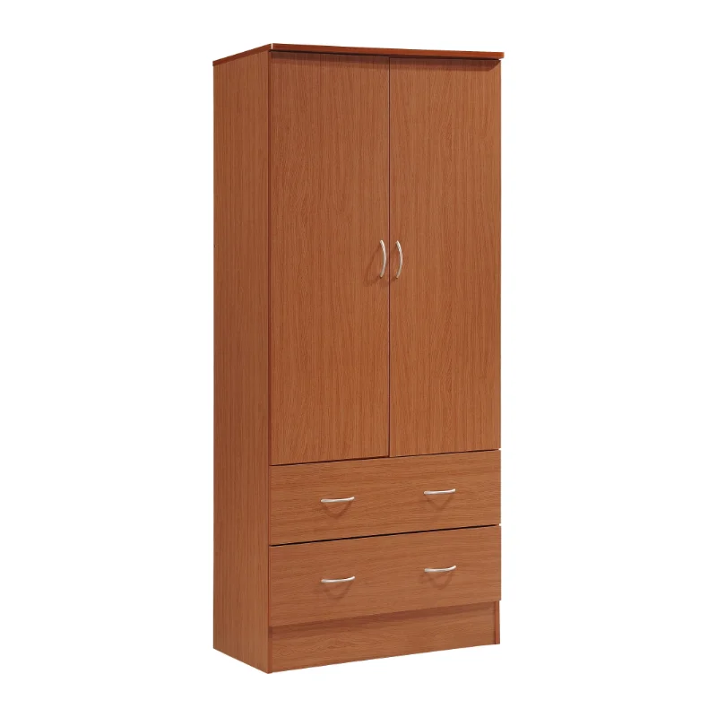 Hodedah Two Door Wardrobe with Two Drawers and Hanging Rod, Cherry
Hodedah Two Door Wardrobe with Two Drawers and Hanging Rod, Cherry