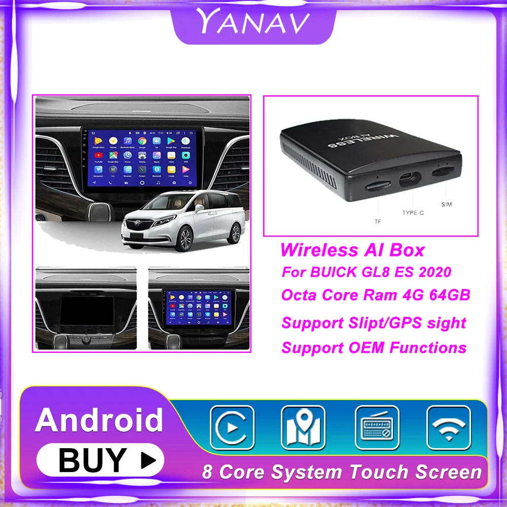 

Octa Core Carplay беспроводной Ai Box Dual Bluetooth Android для BUICK GL8 ES 2020 автомобильный радиоприемник мультимедийный плеер Smart Box HDMI