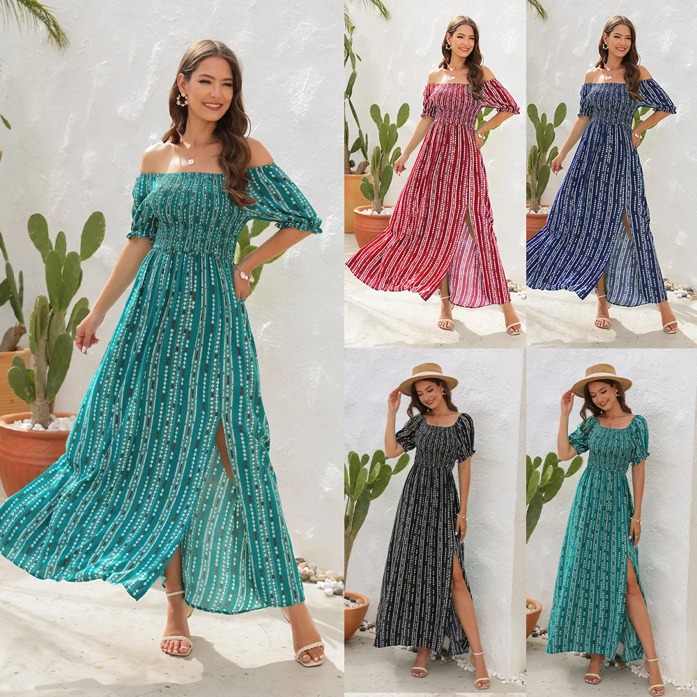 European and American women's spring and summer new products printed split waist women's dress sexy dress
European and American women's spring and summer new products printed split waist women's dress sexy dress