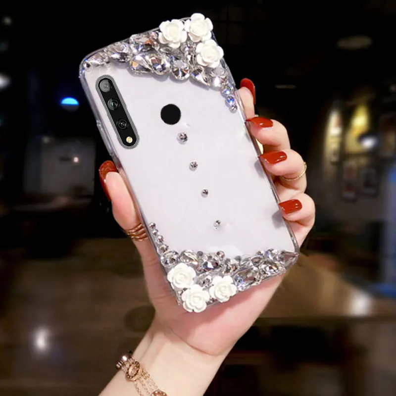 

Bling Crystal Diamond Case For Honor 9X 8X Max 10i 20 20i 20S 30i 50SE 60 V10 V20 V30 V40 Lite Transparent Flower Silicon Cover