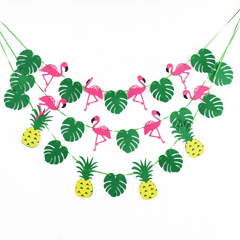 

Hawaiian Tropical Flamingo Pineapple Banner Felt Flags Bunting Garland Summer Beach Aloha Luau Wedding Birthday Party Decoration