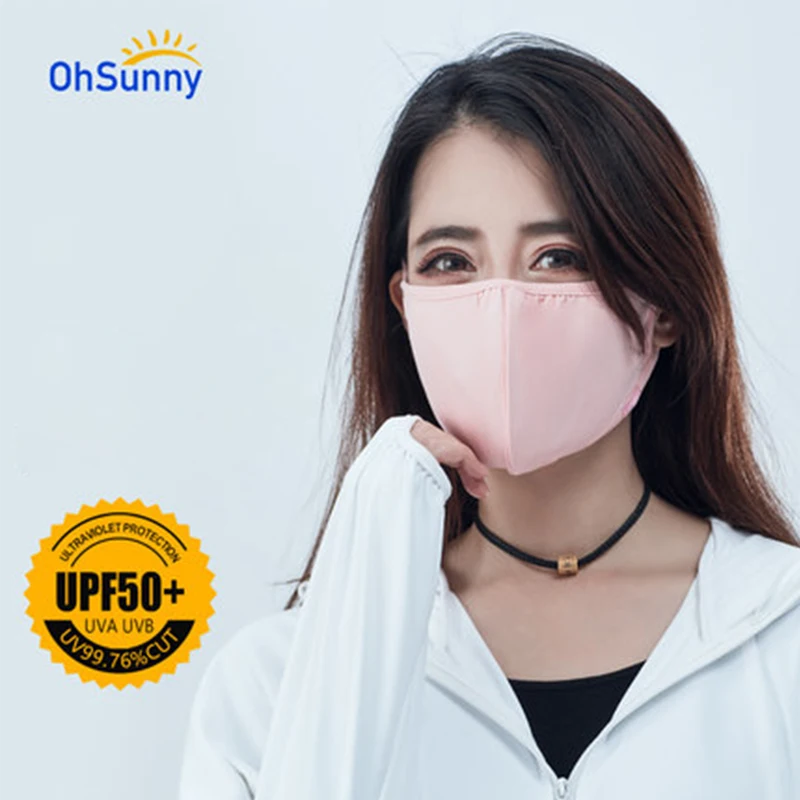 Фото OhSunny Солнцезащитная маска для лица женская модная UPF50 + многоразовая моющаяся