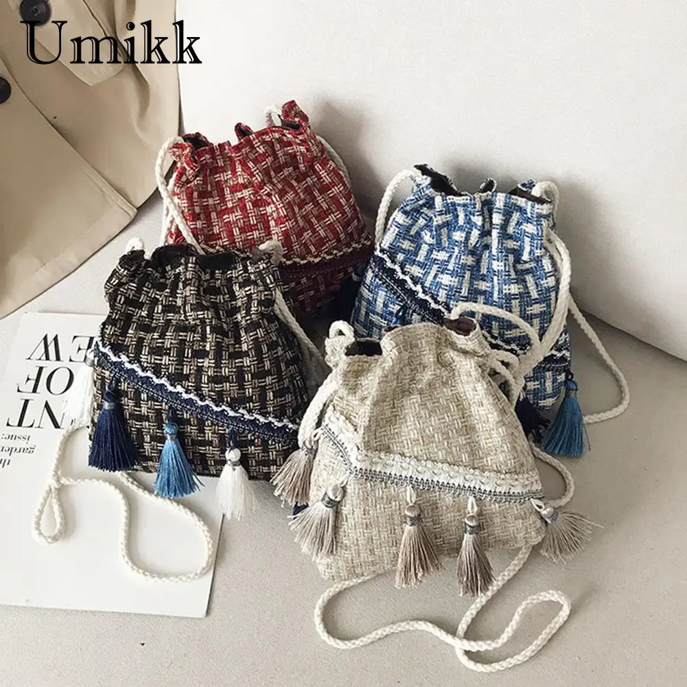 Fashion Woolen Canvas Messenger Shoulder Bag Ethnic Style Retro Woven Bucket Top-Handle Bag Tassel Female Crossbody Handbag
Fashion Woolen Canvas Messenger Shoulder Bag Ethnic Style Retro Woven Bucket Top-Handle Bag Tassel Female Crossbody Handbag