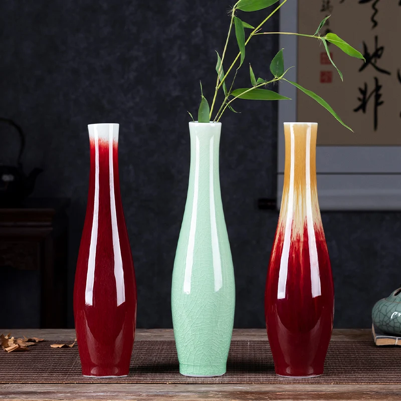 

Керамическая ваза Jingdezhen, ручная работа, антикварная глазурованная Органическая чайная комната, гостиная, украшения для цветов
