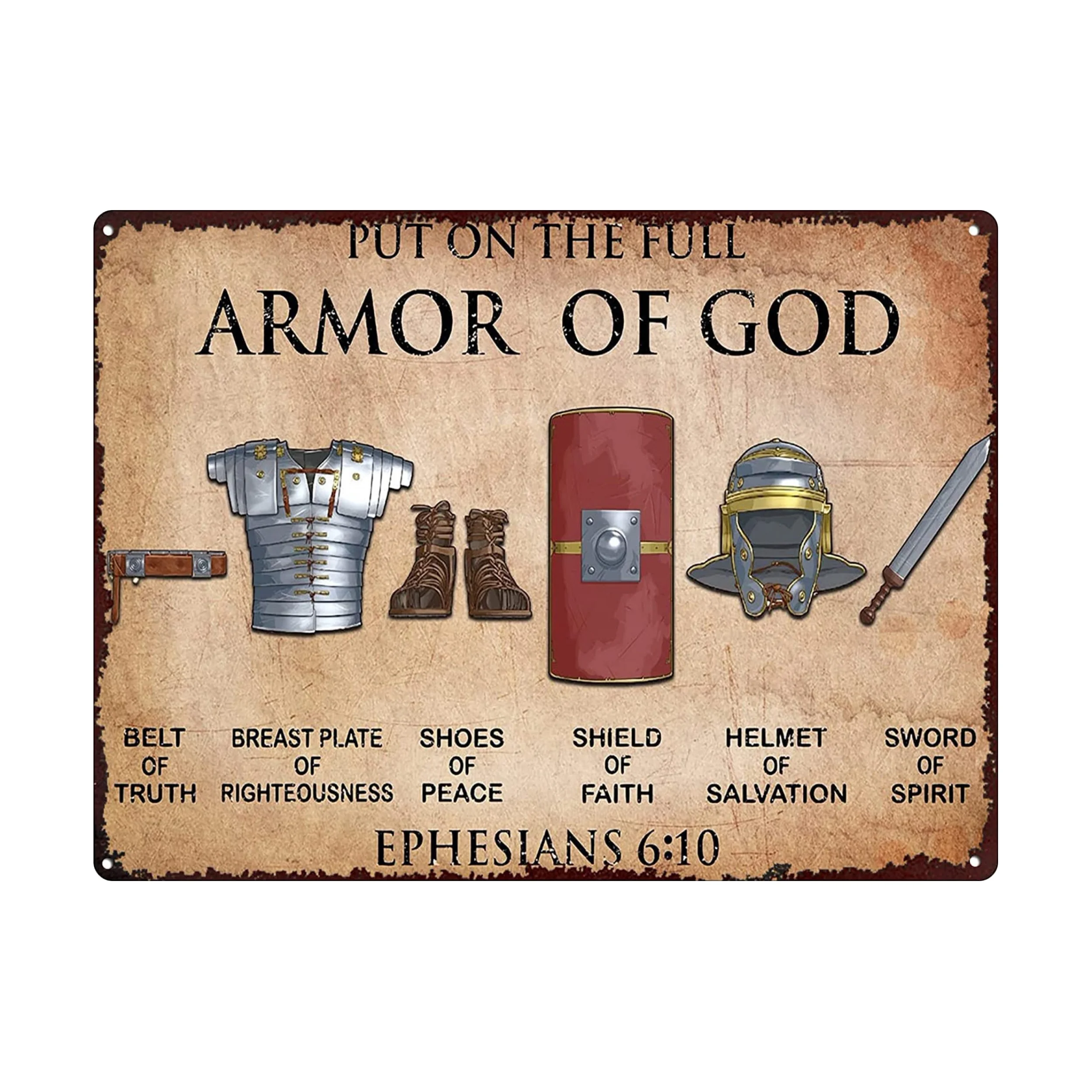 

"Put On The Full Armor Of God" Metal Tin Sign (8''x12''/20cm*30cm), Vintage Plaque Decor Wall Art, Wall Decor, Room Decor