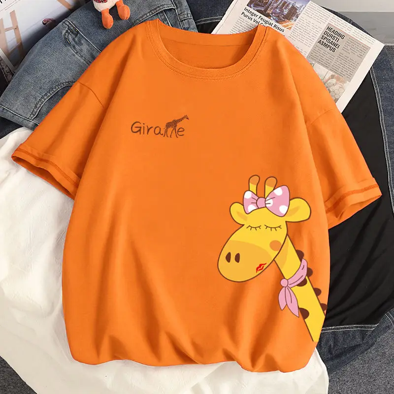 Pure Cotton Summer Women Short Sleeve T Shirt Ullzang Tee Shirt Harajuku Anime Kawaii Giraffe Print Female Casual T-shirts Tops
Pure Cotton Summer Women Short Sleeve T Shirt Ullzang Tee Shirt Harajuku Anime Kawaii Giraffe Print Female Casual T-shirts Tops