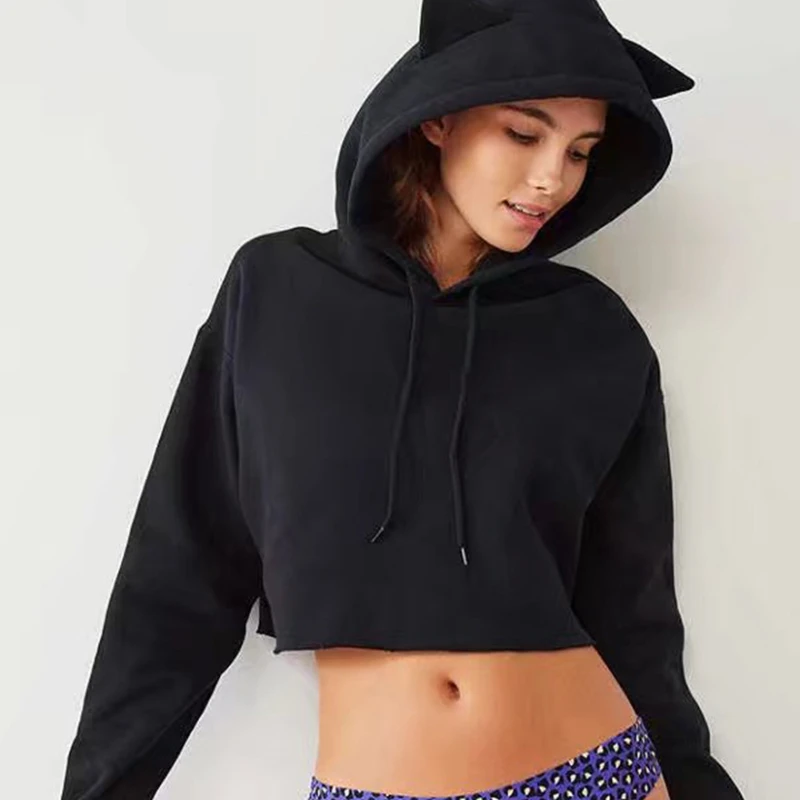 Autumn Cat Ears Hoodies for Women Crop Top Hoodie Sweatshirts Harajuku Sexy Pure Black Hooded Cropped Europe and America
Autumn Cat Ears Hoodies for Women Crop Top Hoodie Sweatshirts Harajuku Sexy Pure Black Hooded Cropped Europe and America