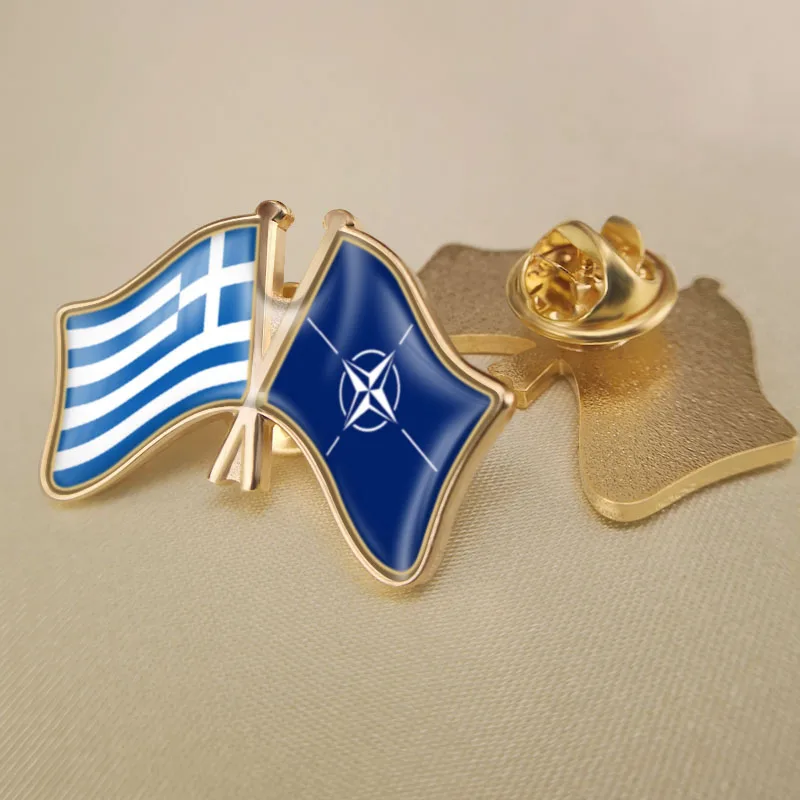 Greece and NATO North Atlantic Treaty Organization Crossed Double Friendship Flags Lapel Pins Brooch Badges
Greece and NATO North Atlantic Treaty Organization Crossed Double Friendship Flags Lapel Pins Brooch Badges