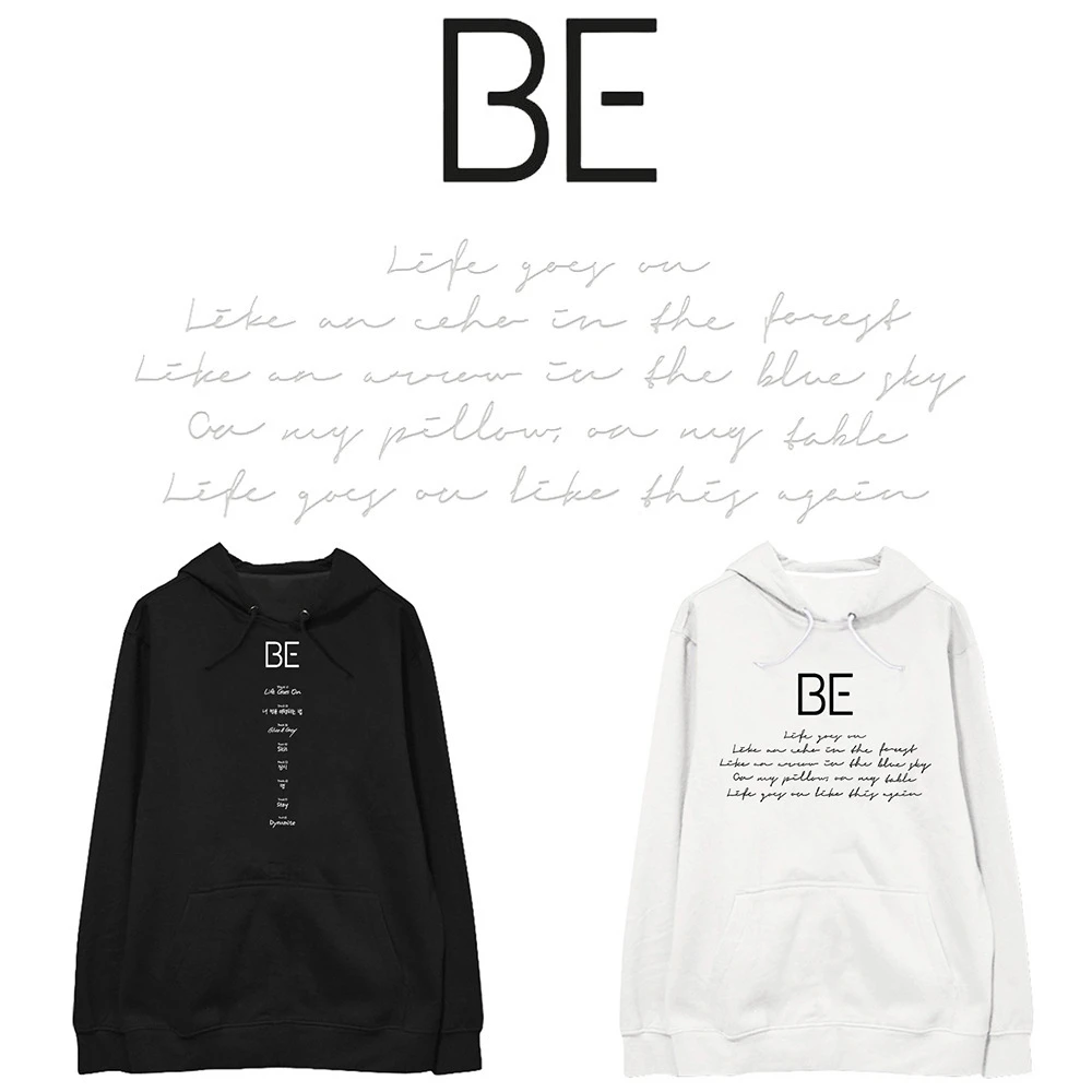 KPOP Bangtan Boys sweater New album BE top LIFE GOES ON simple letter print plus fleece hooded sweater
KPOP Bangtan Boys sweater New album BE top LIFE GOES ON simple letter print plus fleece hooded sweater
