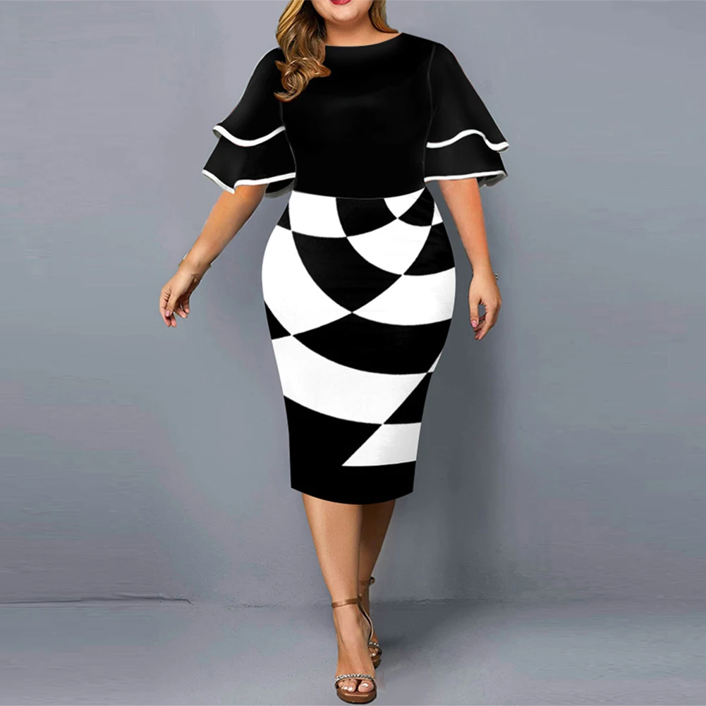 Plus Size Womens Printed Bodycon Midi Dress Ladies Evening Cocktail Party Printed Large Women's Wear With Flying Sleeves Dress
Plus Size Womens Printed Bodycon Midi Dress Ladies Evening Cocktail Party Printed Large Women's Wear With Flying Sleeves Dress