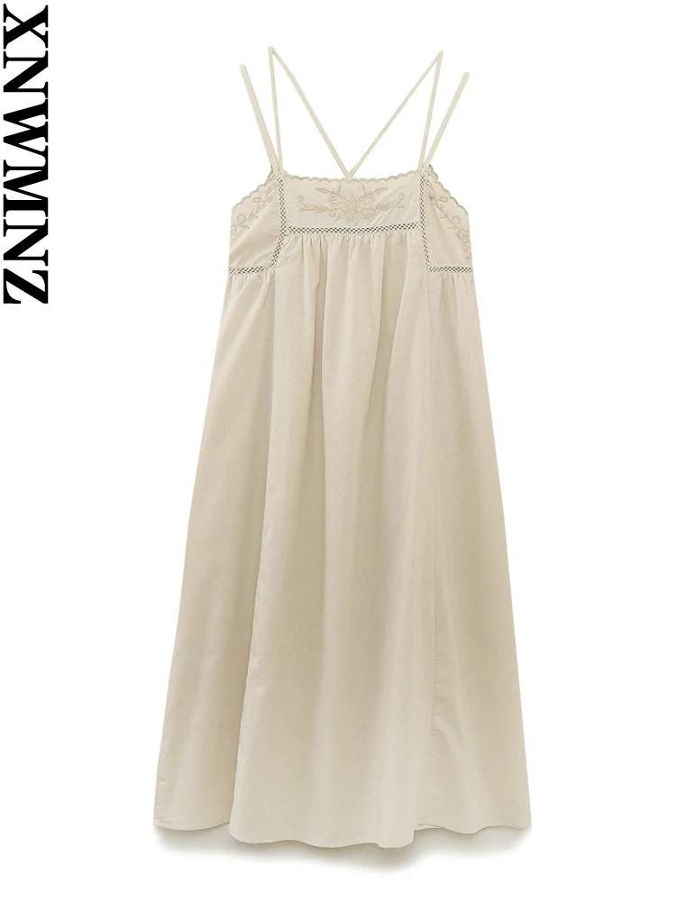 XNWMNZ 2023 Women's Fashion Embroidery Linen Blend dress Vacation Cross Back Thin Straps Versatile Female Midi Dresses
XNWMNZ 2023 Women's Fashion Embroidery Linen Blend dress Vacation Cross Back Thin Straps Versatile Female Midi Dresses