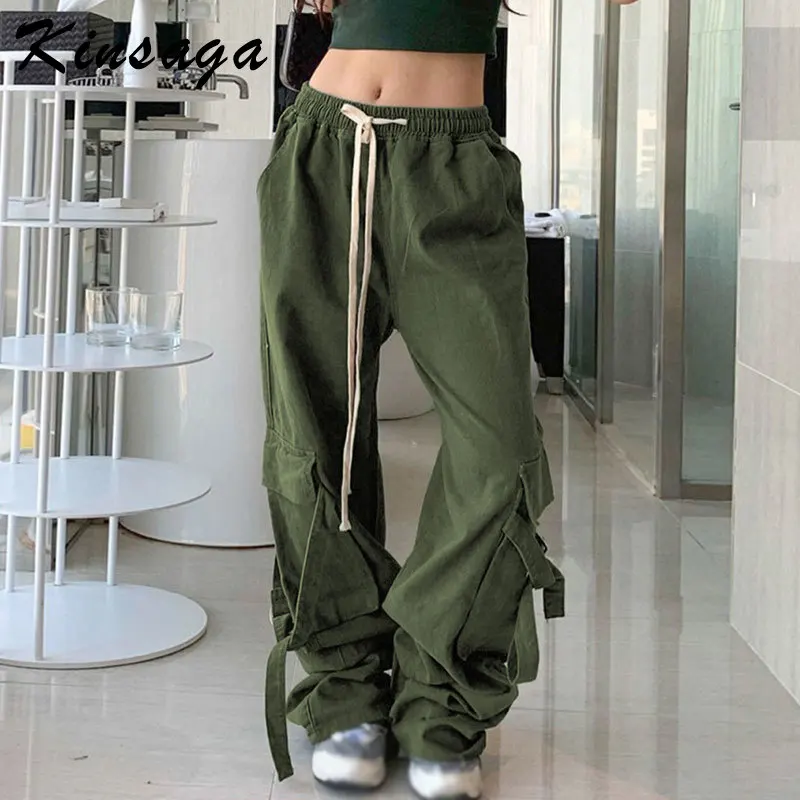 Casual Y2k Bandage Baggy Cargo Pants Women Aesthetic Brown Pockets Drawstring Loose Low Waist Grunge Sweatpants Stacked Pants 
Casual Y2k Bandage Baggy Cargo Pants Women Aesthetic Brown Pockets Drawstring Loose Low Waist Grunge Sweatpants Stacked Pants