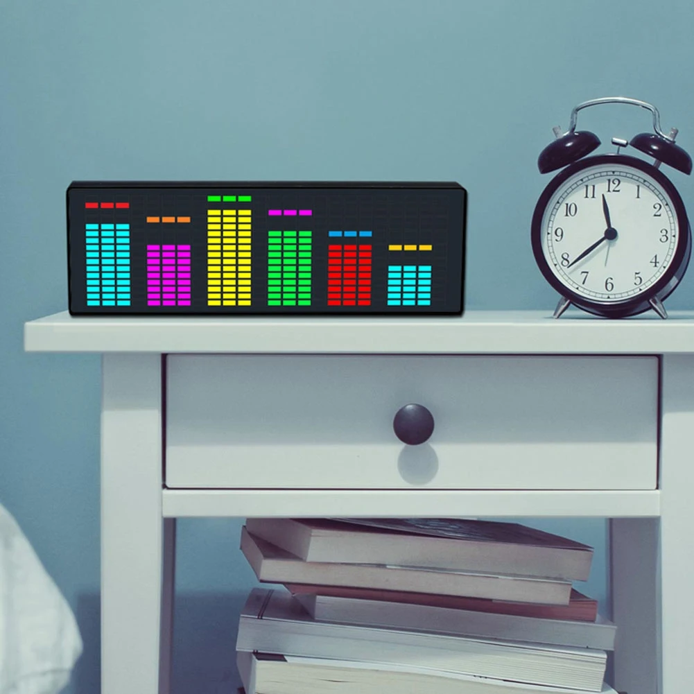 Светодиодный музыкальный спектр, ритмичное освещение, голосовой сенсор 1624 RGB, индикатор уровня атмосферы с отображением времени (Голосовое ...
Светодиодный музыкальный спектр, ритмичное освещение, голосовой сенсор 1624 RGB, индикатор уровня атмосферы с отображением времени (Голосовое ...