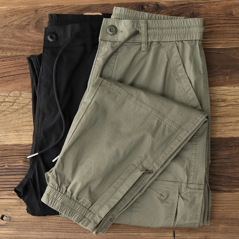 Summer New American Retro Thin Cargo Pants Men's Fashion 98% Cotton Washed Elastic Multi-pocket Drawstring Ankle-tied Trousers
Summer New American Retro Thin Cargo Pants Men's Fashion 98% Cotton Washed Elastic Multi-pocket Drawstring Ankle-tied Trousers