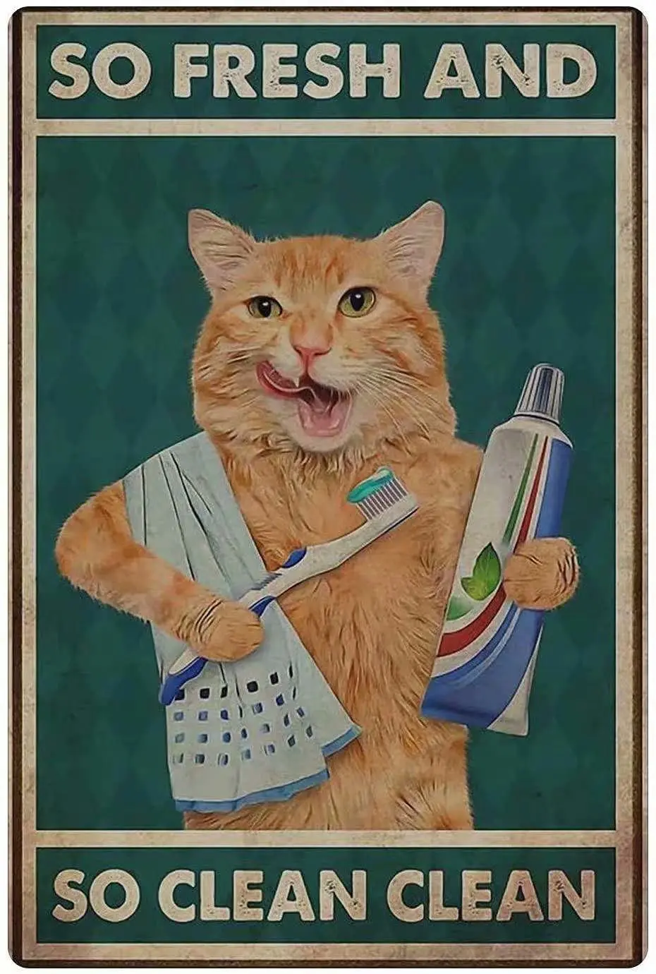 Cat Metal Tin Sign Good Fresh Orange Cat Brushing Teeth Washing Face Poster Home Bathroom Living Room Farmhouse Wall Decoration
Cat Metal Tin Sign Good Fresh Orange Cat Brushing Teeth Washing Face Poster Home Bathroom Living Room Farmhouse Wall Decoration