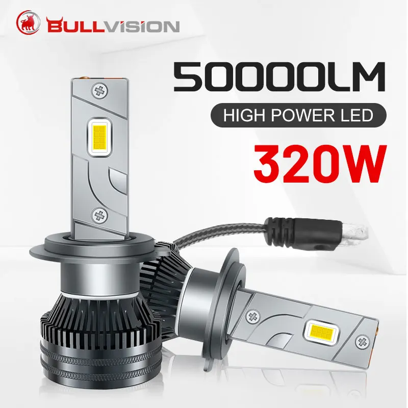 

Bullvision H8 LED Car Lamp 50000LM 5570 CSP LED H4 H7 H11 H1 H9 9005 HB3 9006 HB4 9012 HIR2 H16 320W 6000K STG PTF High Low Beam