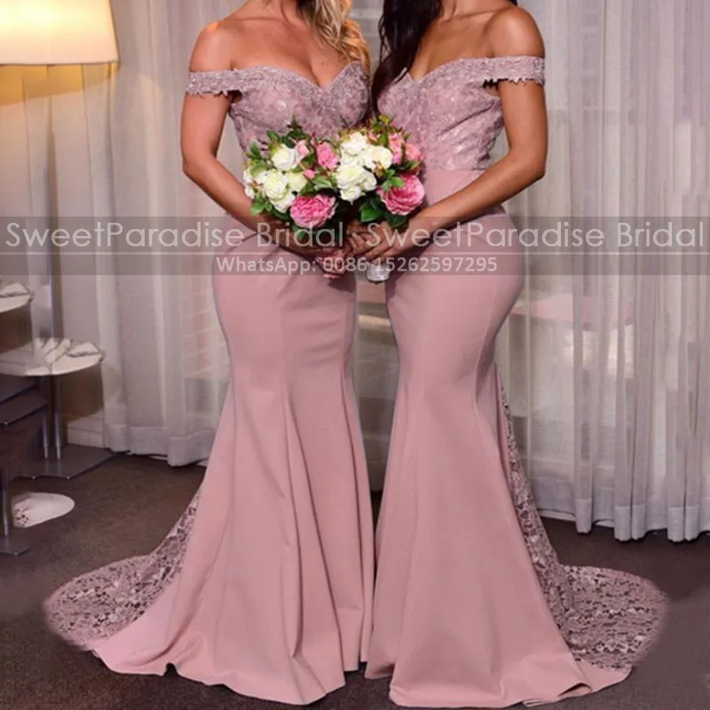 Rose Pink Lace Mermaid Bridesmaid Dresses For Women Off Shoulder Trumpet Long Formal Dress Wedding Party Gown
Rose Pink Lace Mermaid Bridesmaid Dresses For Women Off Shoulder Trumpet Long Formal Dress Wedding Party Gown