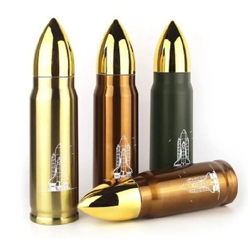 350/500ml Bullet Shaped Vacuum Flask Thermos Mug Custom Bullet Water Bottle Vacuum Steel Cup Keep Hot Rocket Military Drink Cup
350/500ml Bullet Shaped Vacuum Flask Thermos Mug Custom Bullet Water Bottle Vacuum Steel Cup Keep Hot Rocket Military Drink Cup