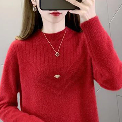 2023 New Middle-aged Women's Autumn Striped Sweaters Pullovers O-neck Jumper Flocking Knitting Sweater Mother Dress Tops T184 
2023 New Middle-aged Women's Autumn Striped Sweaters Pullovers O-neck Jumper Flocking Knitting Sweater Mother Dress Tops T184