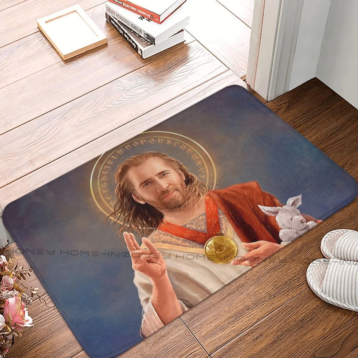 

Bath Mat Nicolas Cage Saint Nicolas Of Cage Nic Cage Original Religious Doormat Living Room Carpet Outdoor Rug Home Decor