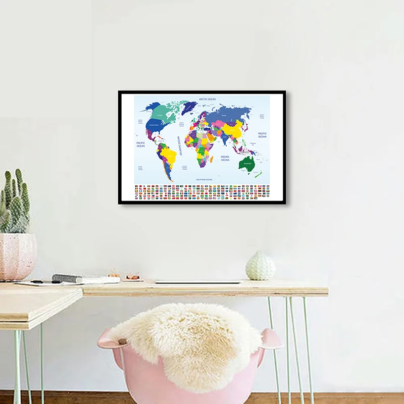 The World Map with National Flags Vintage Art Poster Home Wall Decorative Canvas Painting Travel Supplies School Decor 59*42cm
The World Map with National Flags Vintage Art Poster Home Wall Decorative Canvas Painting Travel Supplies School Decor 59*42cm