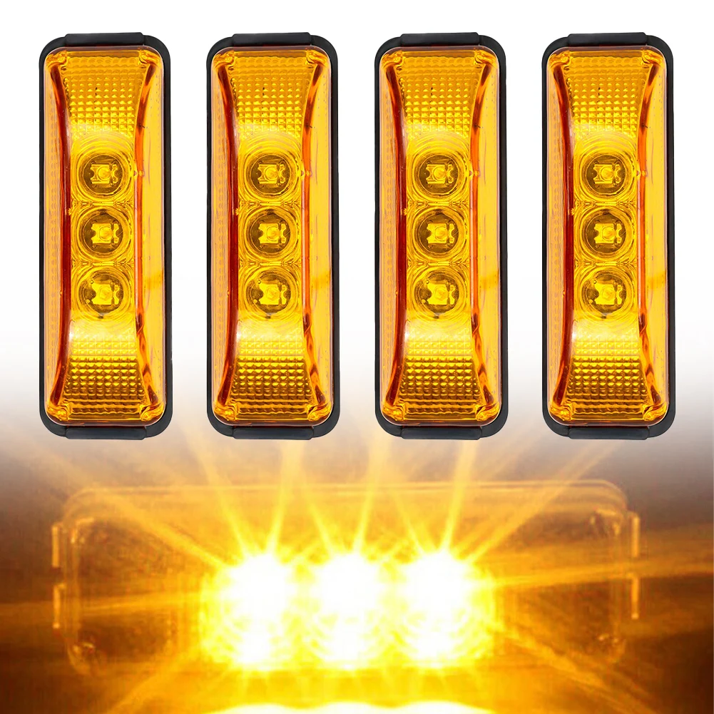 4Pcs Yellow 3-LED Side Marker Lights RV Truck Trailer Clearance Light Waterproof Automobiles Light Accessories
4Pcs Yellow 3-LED Side Marker Lights RV Truck Trailer Clearance Light Waterproof Automobiles Light Accessories