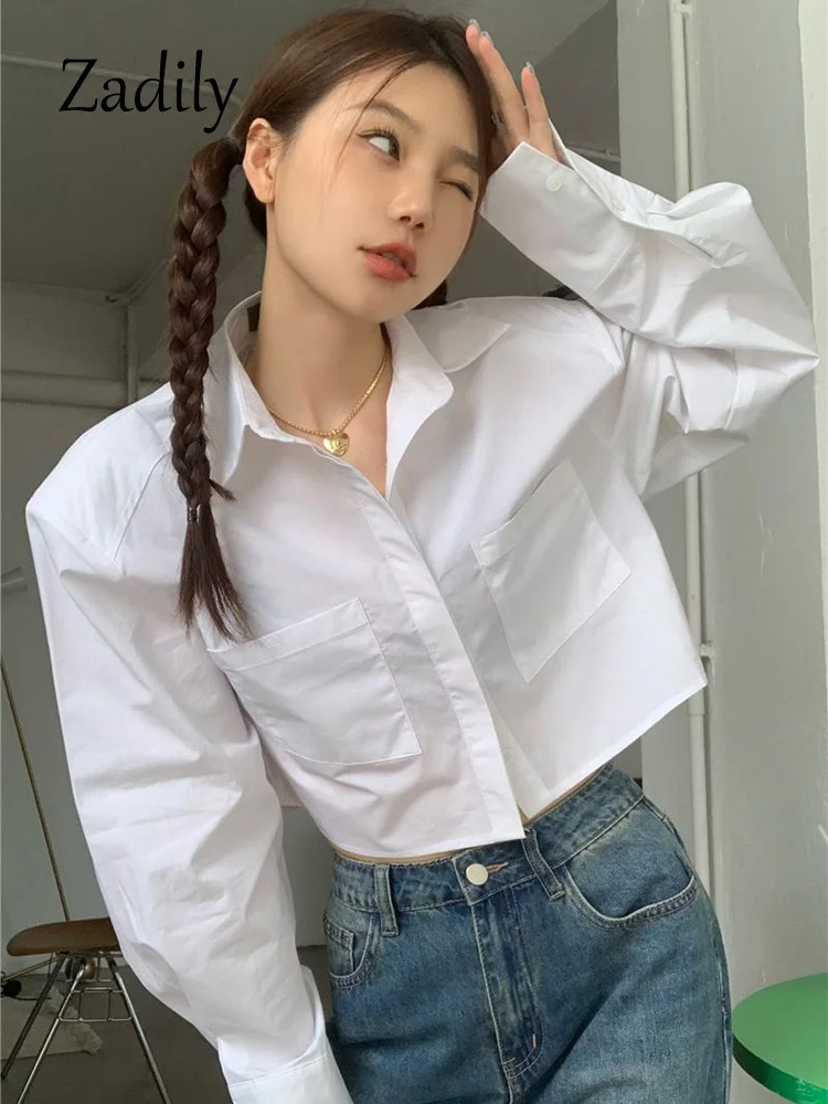 2023 Spring Minimalist Long Sleeve Women White Shirt Y2K Shoulder Pad Button Loose Woman Crop Top Blouse Female Clothing
2023 Spring Minimalist Long Sleeve Women White Shirt Y2K Shoulder Pad Button Loose Woman Crop Top Blouse Female Clothing