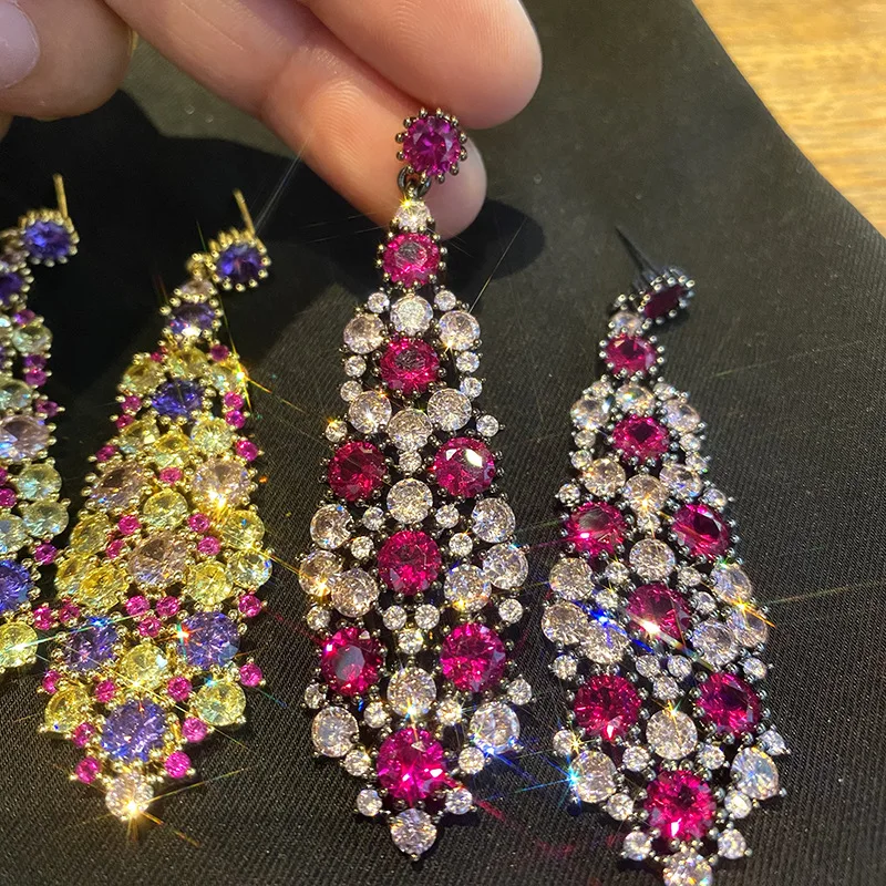 Luxury Full Zircon Crystal Hanging Earring for Women High Quality Trend Performan Party Dress Dailry Exquisite Fine Jewelry Gift
Luxury Full Zircon Crystal Hanging Earring for Women High Quality Trend Performan Party Dress Dailry Exquisite Fine Jewelry Gift