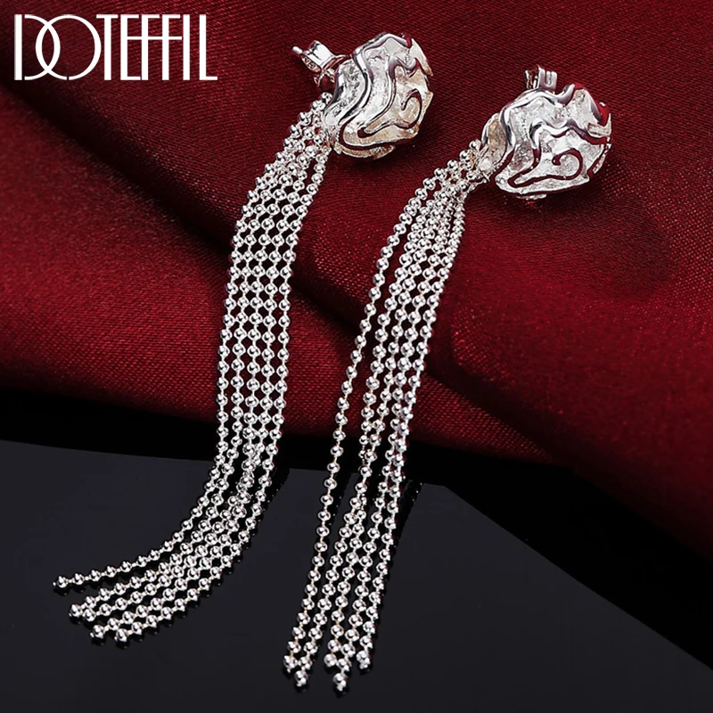 DOTEFFIL 925 Sterling Silver Romantic Rose Flower Earrings for Women Fashion Smooth Bead Chain Silver Jewelry
DOTEFFIL 925 Sterling Silver Romantic Rose Flower Earrings for Women Fashion Smooth Bead Chain Silver Jewelry