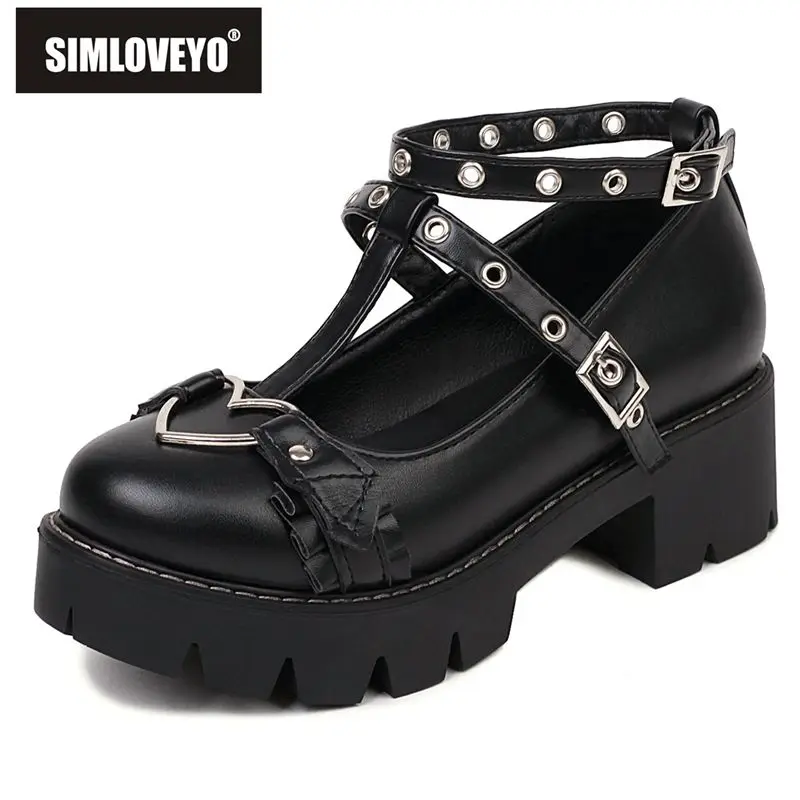 SIMLOVEYO Women Pumps Round Toe Block Heels Buckle T-Strap Heart Metal Decoration Platform Big Size 34-43 Pink Black Sweet S3930
SIMLOVEYO Women Pumps Round Toe Block Heels Buckle T-Strap Heart Metal Decoration Platform Big Size 34-43 Pink Black Sweet S3930