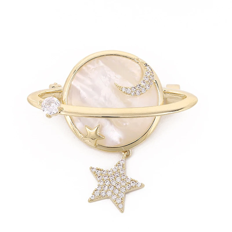Shell Brooch Gold Round Fashionable Design Rhinestone Cosmic Star Pin Female Wedding Pin Gold Broches Dress Womens Accessories
Shell Brooch Gold Round Fashionable Design Rhinestone Cosmic Star Pin Female Wedding Pin Gold Broches Dress Womens Accessories