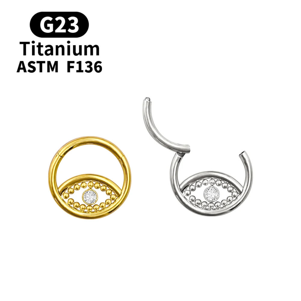 

Серьги из 18-каратного золота с изображением сглаза G23, титановое кольцо для носа, серьги, инкрустированные фианитами для пирсинга хрящевой ткани, Модные женские ювелирные изделия в подарок