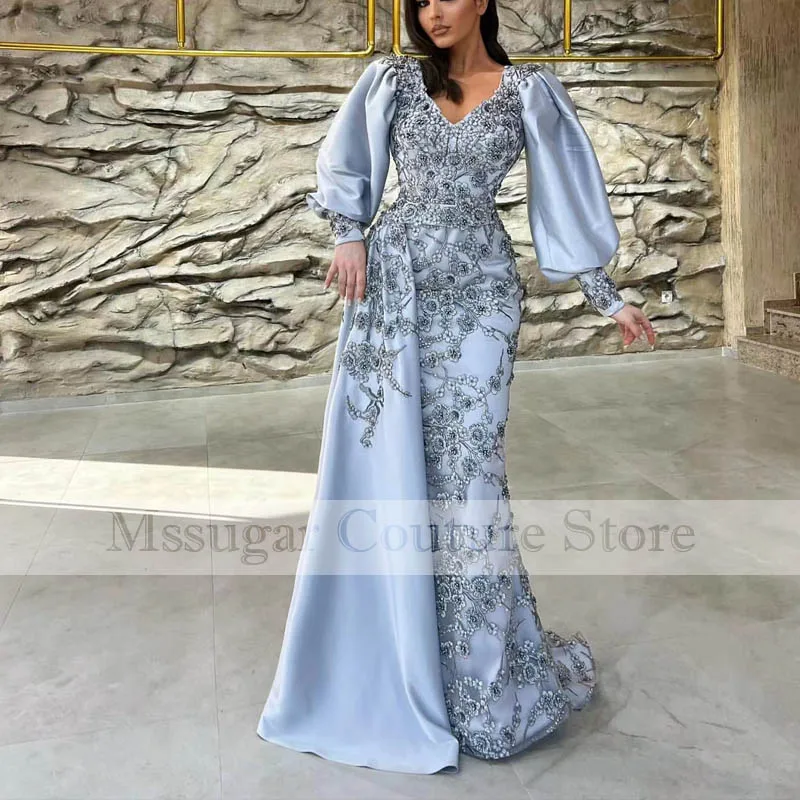 2022 Vintage Blue Evening Dresses V-neck Mermaid Floor Length Party Prom Gowns Detachable train robes de soiree
2022 Vintage Blue Evening Dresses V-neck Mermaid Floor Length Party Prom Gowns Detachable train robes de soiree