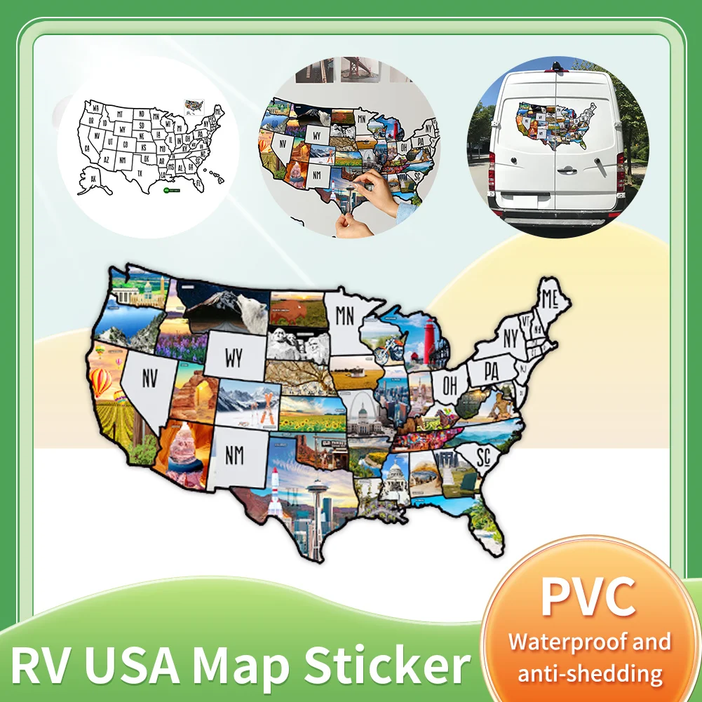2 Sheets 40x60cm UV Water Resistant Sticker PVC USA Map Travel Sticker for Car Decals Camper Trailer Car Exterior Accessories
2 Sheets 40x60cm UV Water Resistant Sticker PVC USA Map Travel Sticker for Car Decals Camper Trailer Car Exterior Accessories