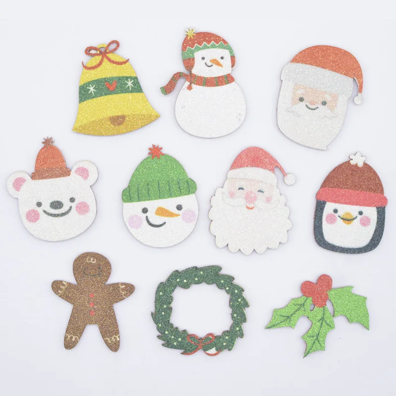 20Pcs Glitter Print Applique Christmas Suit Santa Claus Snowman Bear for DIY Christmas Headwear Hair Clips Bow Decor Patches
20Pcs Glitter Print Applique Christmas Suit Santa Claus Snowman Bear for DIY Christmas Headwear Hair Clips Bow Decor Patches