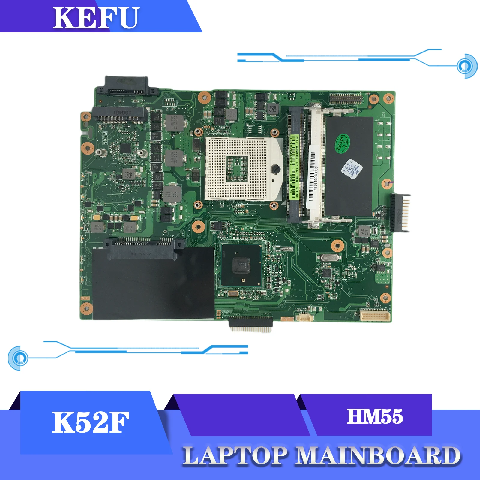 KEFU K52F Motherboard For ASUS A52F X52F K52F Laptop Mainboard REV:2.2 HM55 PGA989 DDR3 Maintherboard 100% Working
KEFU K52F Motherboard For ASUS A52F X52F K52F Laptop Mainboard REV:2.2 HM55 PGA989 DDR3 Maintherboard 100% Working