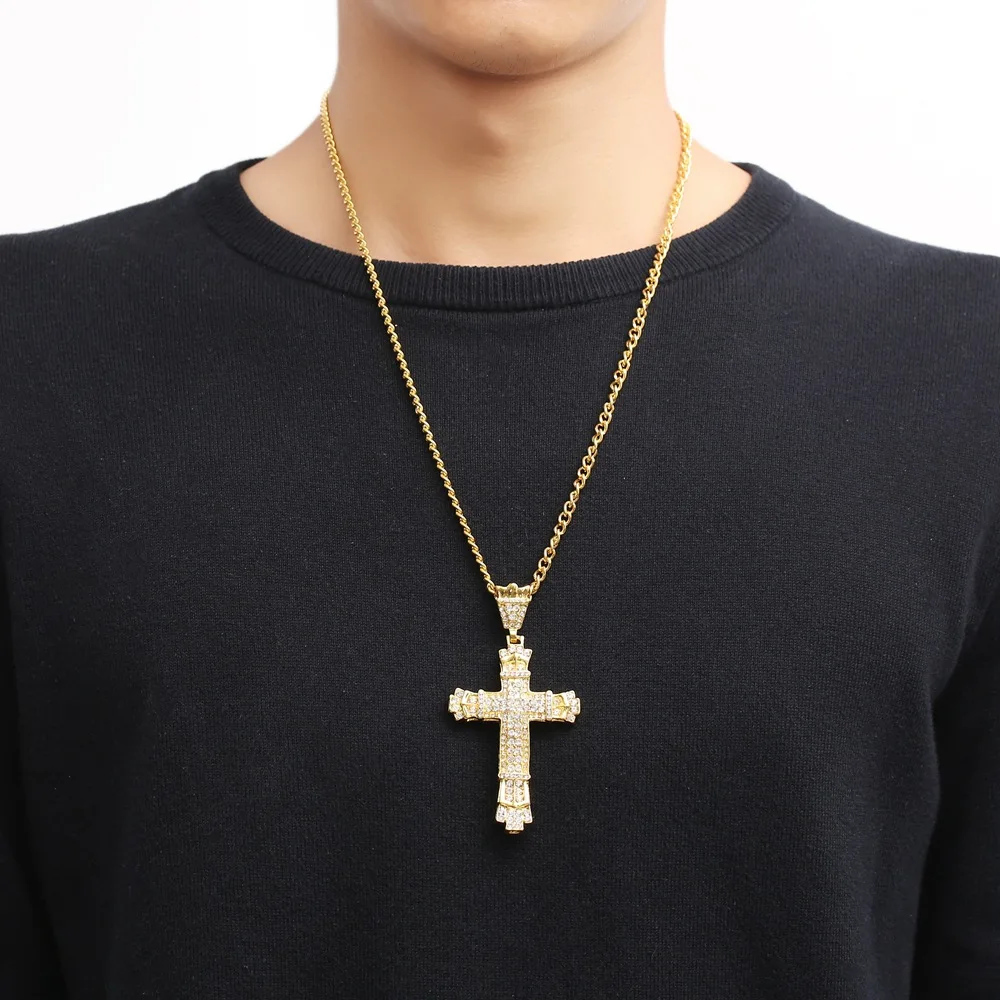 2023 Fashion New Classic Zircon Cross Pendant Necklace for Men Stainless Steel Link Chain Religious Punk Hip Hop Jewelry Gift 
2023 Fashion New Classic Zircon Cross Pendant Necklace for Men Stainless Steel Link Chain Religious Punk Hip Hop Jewelry Gift