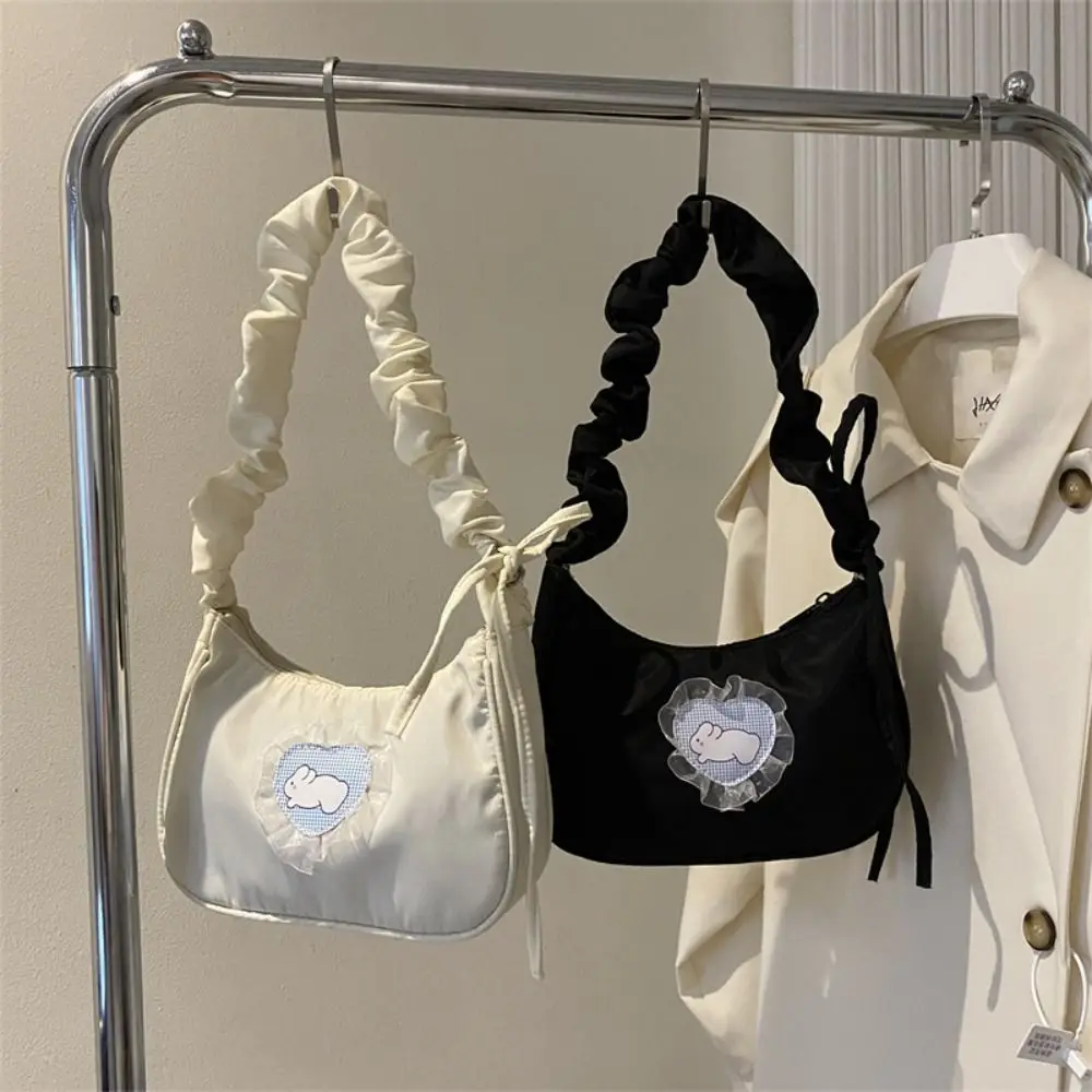 Pleated Strap Love Rabbit Underarm Bag Fashionable Korean Style Lace Solid Color Large Capacity Outdoor
Pleated Strap Love Rabbit Underarm Bag Fashionable Korean Style Lace Solid Color Large Capacity Outdoor