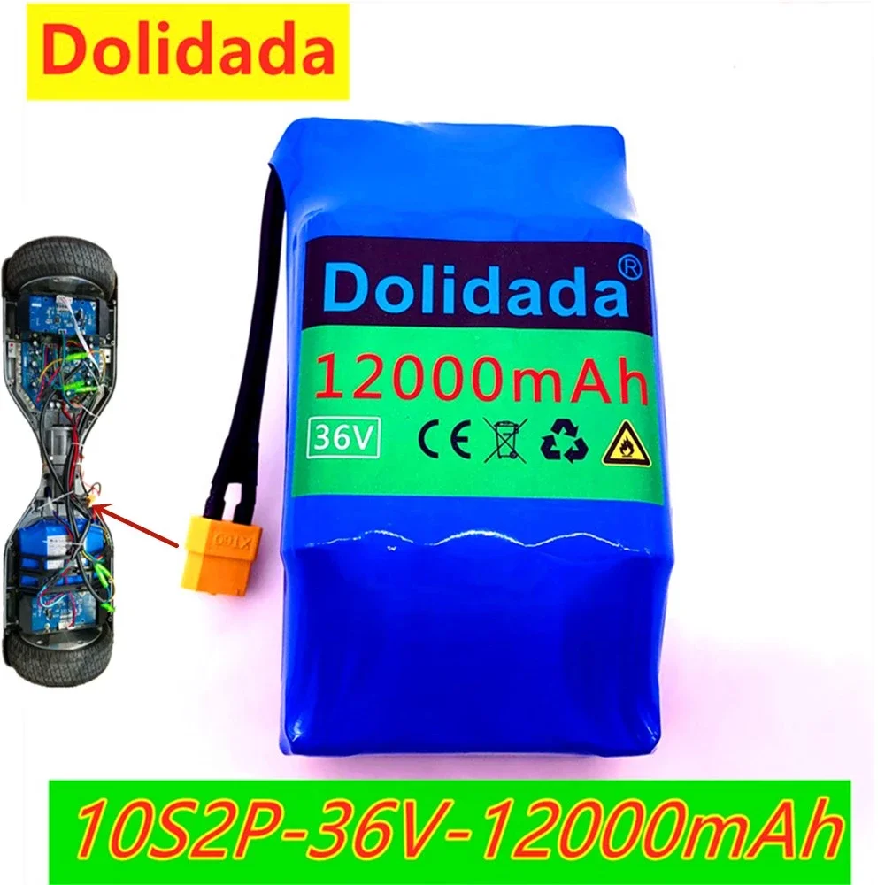 

Перезаряжаемая литий-ионная батарея Dolidada 10s2p 36 В, 12000 мАч, Ач, одноциклическая батарея ХОВЕРБОРДА напряжения
