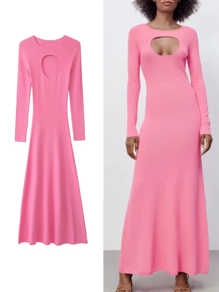 2022 Women Fashion Front Hollow Out Fitted Knit Midi Dress Vintage O Neck Long Sleeve Chic Female Dresses Vestidos Mujer
2022 Women Fashion Front Hollow Out Fitted Knit Midi Dress Vintage O Neck Long Sleeve Chic Female Dresses Vestidos Mujer