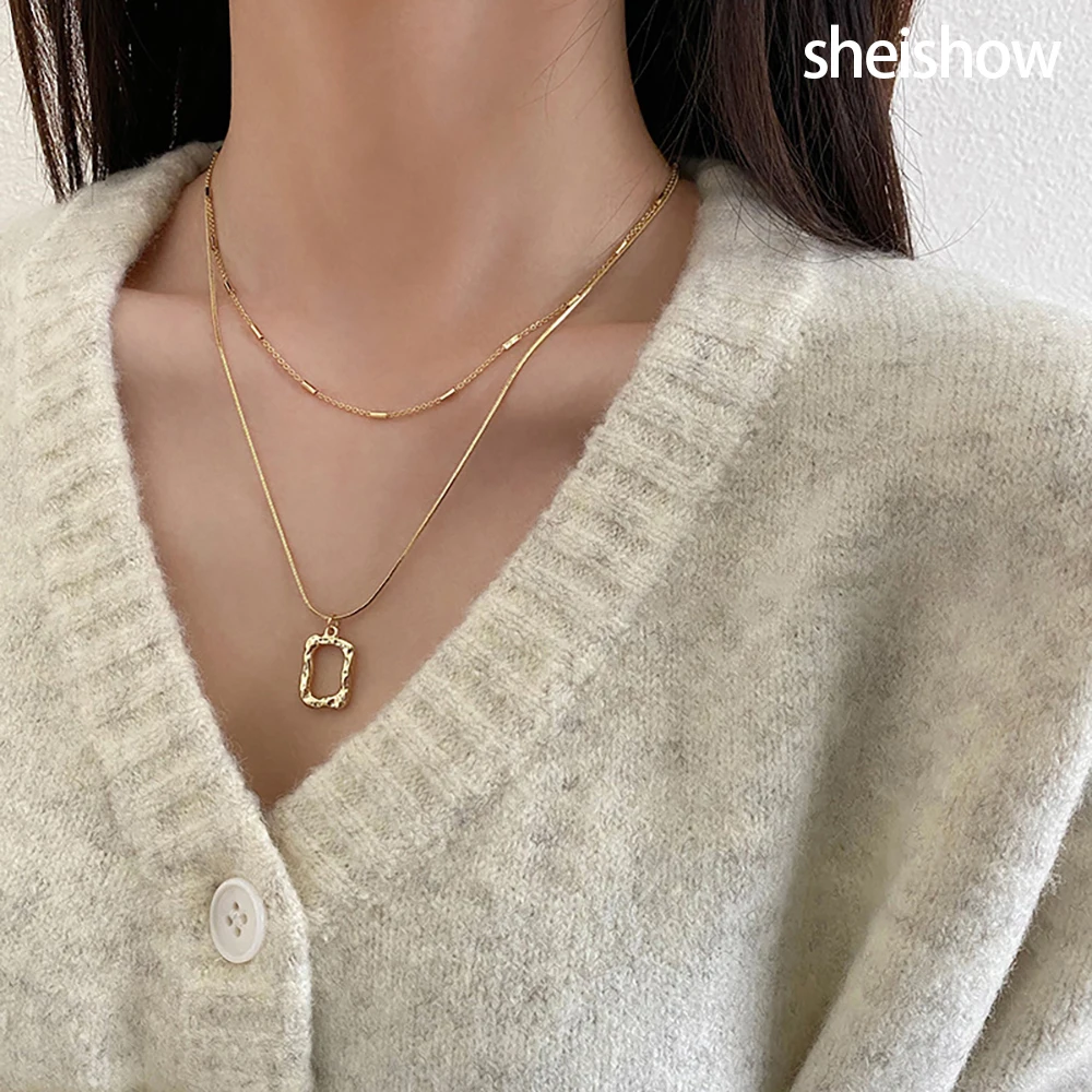 sheishow Simple Geometric Pendant Two-layer Detachable Metal Clavicle Chain OL Openwork Design Necklace For Women Trendy Jewelry
sheishow Simple Geometric Pendant Two-layer Detachable Metal Clavicle Chain OL Openwork Design Necklace For Women Trendy Jewelry