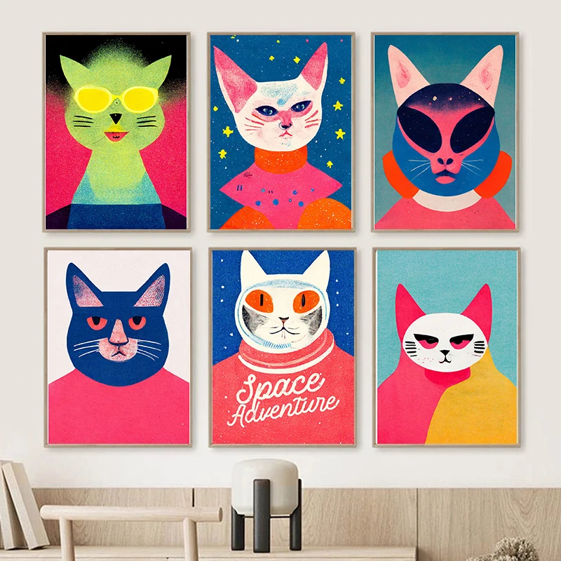 Retro Alien Cat Space Adventure UFO Poster Canvas Painting Abstract Animal Wall Art Picture For Living Room Home Decoration
Retro Alien Cat Space Adventure UFO Poster Canvas Painting Abstract Animal Wall Art Picture For Living Room Home Decoration