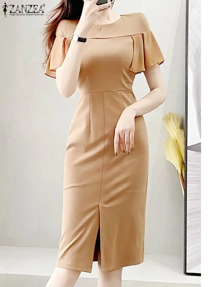 ZANZEA Fashion Women Ruffle Sleeve Sheath Dress Elegant Ruffles Stitching Slim Fit Knee-length Dresses Ladies Sexy Party Vestido
ZANZEA Fashion Women Ruffle Sleeve Sheath Dress Elegant Ruffles Stitching Slim Fit Knee-length Dresses Ladies Sexy Party Vestido