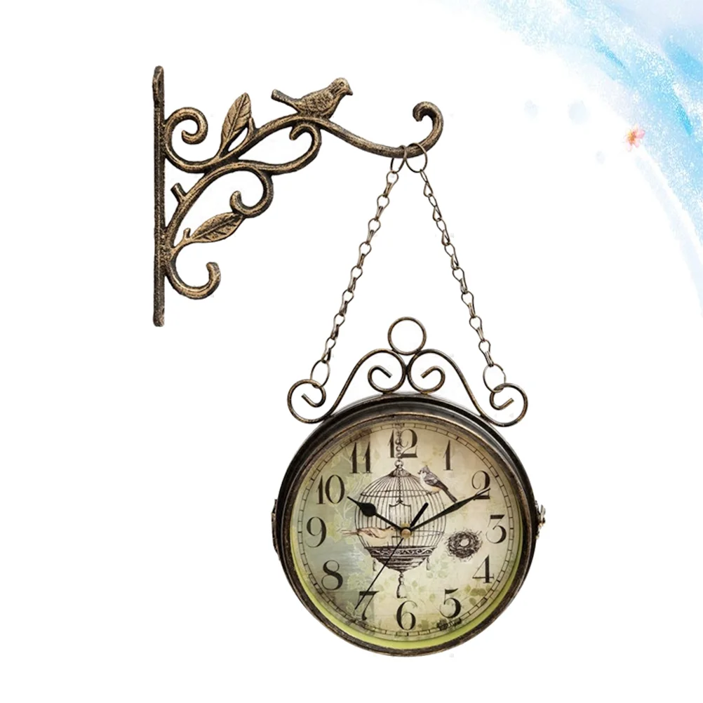 Double Sided Wall Clock Metal European Round Wall Hanging Indoor Outdoor Wrought Decor Clock Without
Double Sided Wall Clock Metal European Round Wall Hanging Indoor Outdoor Wrought Decor Clock Without